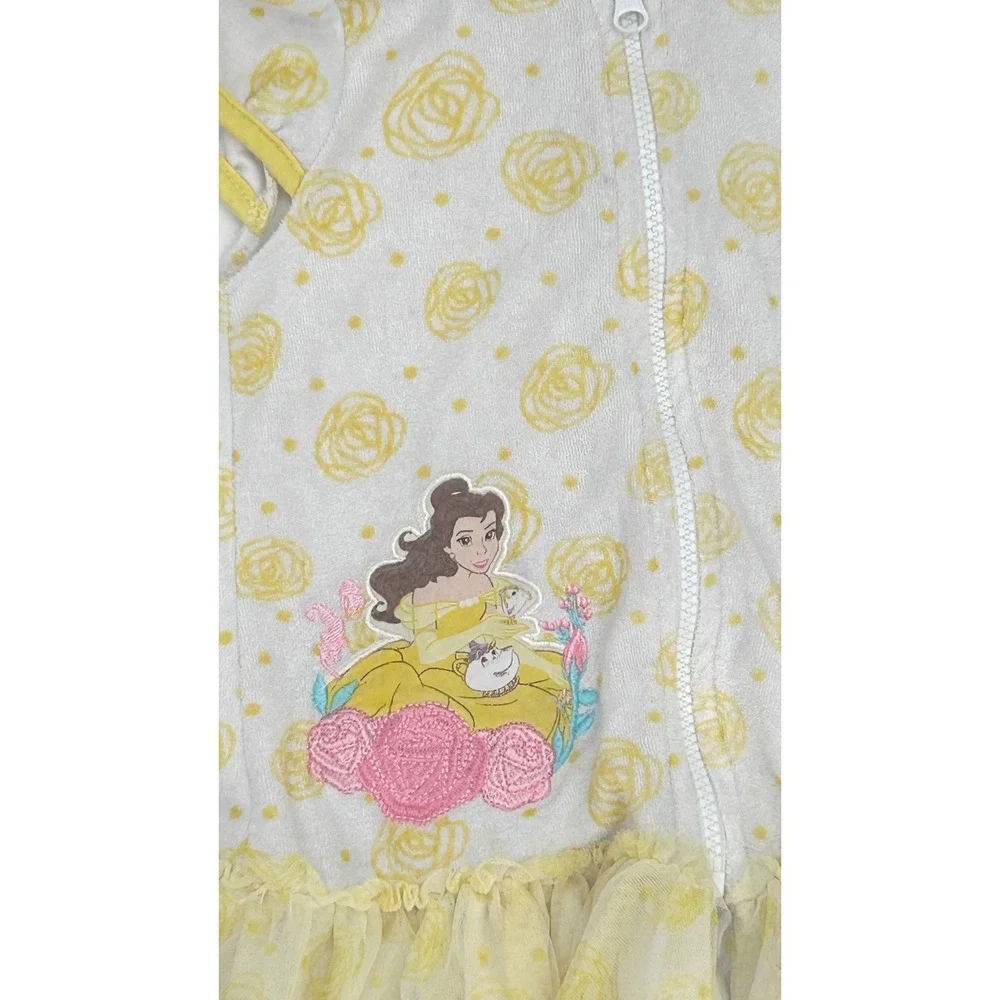Disney Store Belle Beauty and the Beast Girls Rose Terry Cloth Zip Cover Up 5/6